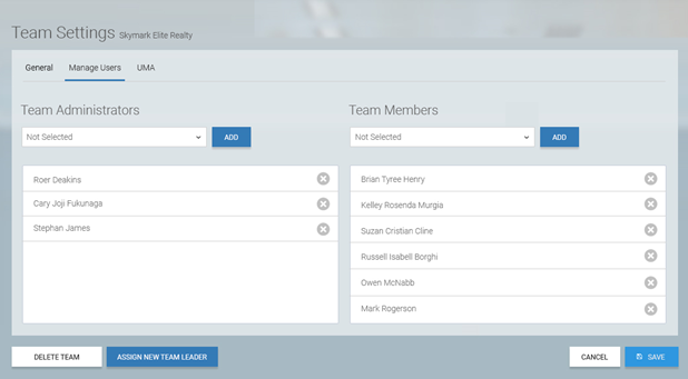 REP - Real Estate Teams Settings